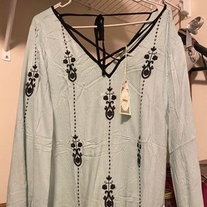 Entro Long Sleeve Light blue and Navy Shirt